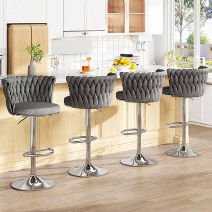 AWQM Bar Stool Set  Velvet Swivel Chair