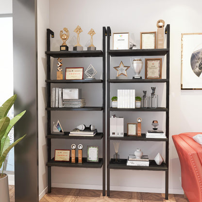 AWQM Wall Mounted Bookcase, 2 Piece Industrial Trapezoidal Bookcase