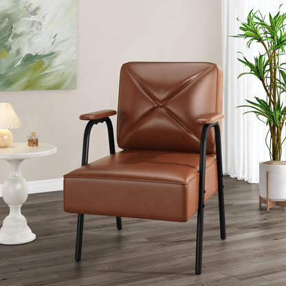 AWQM Sofa Chair, PU Leather Casual Armchair, Mid-Century Modern Sofa Chair