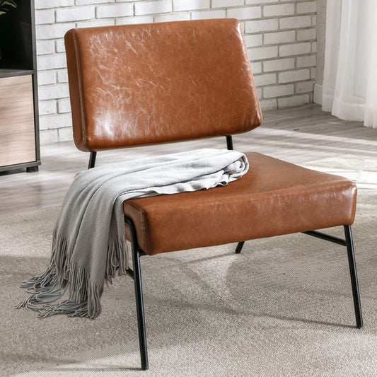 AWQM Mid-Century Modern Leather Armless Chair