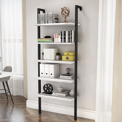 AWQM Wall Mounted Bookcase, Industrial Ladder Bookcase