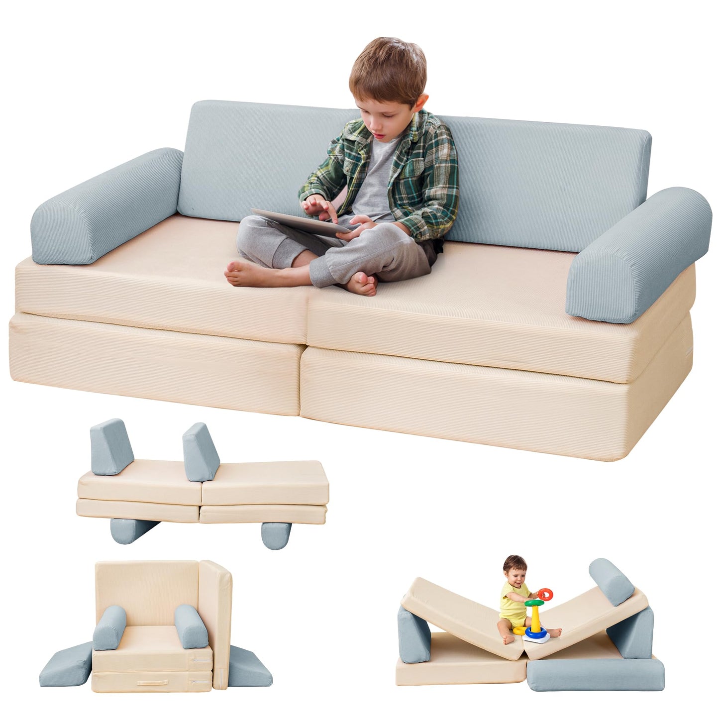 AWQM Modular children's play sofa, playroom children's sofa, corduroy fabrics