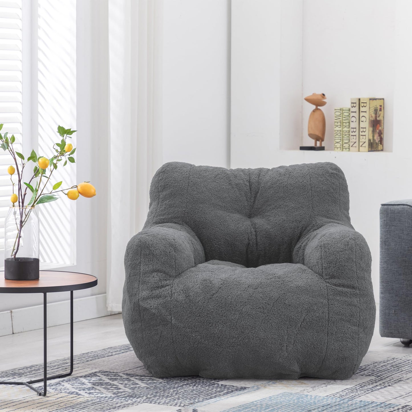 AWQM Bean Bag Chair, Tufted Soft Padded Bean Bag Chair, Lazy Susans