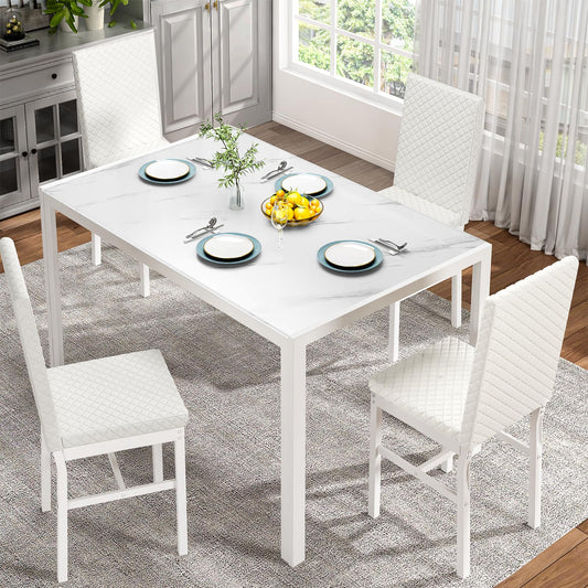 AWQM glass dining table for four, set of 5