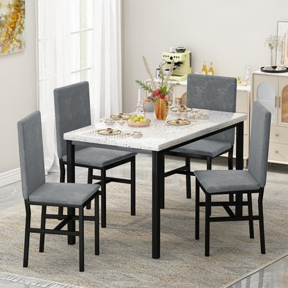 AWQM Marble Dining Table 5 Piece Set 4 Dining Table and Chairs Set