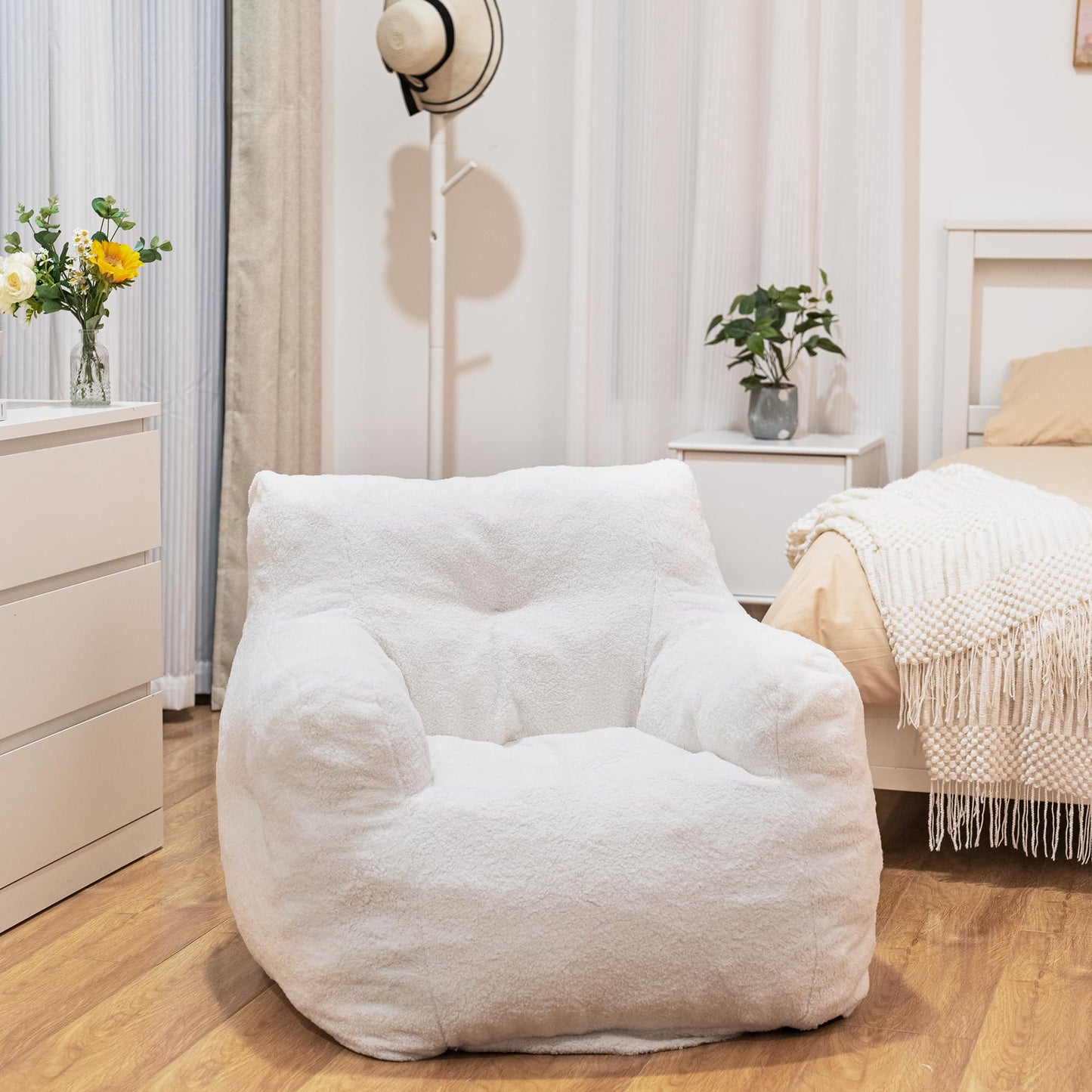 AWQM Bean Bag Chair, Tufted Soft Padded Bean Bag Chair, Lazy Susans