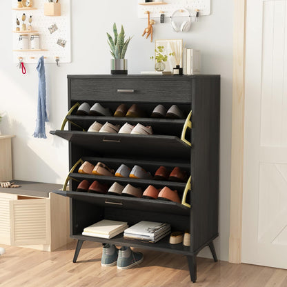 AWQM Entryway Shoe Cabinet, Freestanding Shoe Cabinet with 2 Flip-Flop Drawers