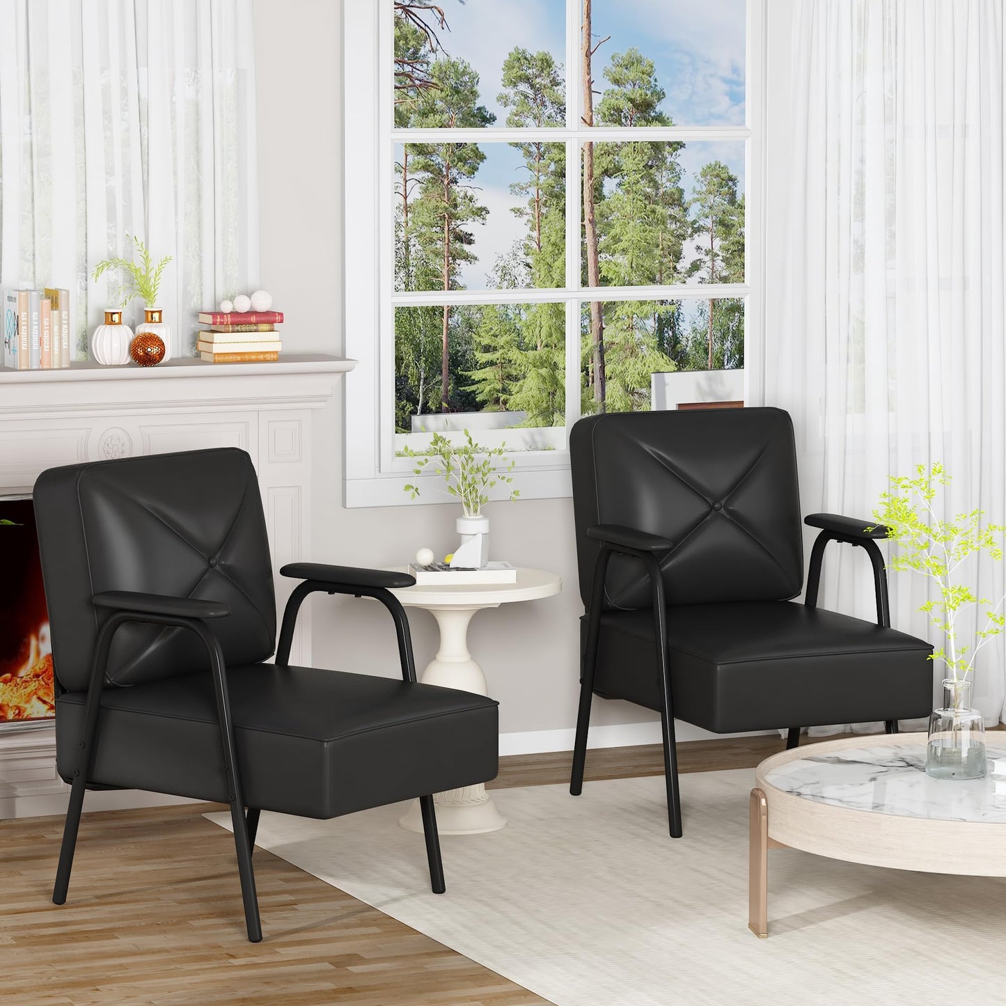 AWQM Mid-Century Modern Chairs (Set of 2) with Armrests