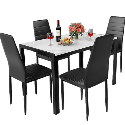 AWQM Marble Dining Table and Chairs for 4, 5-Piece Dining Set