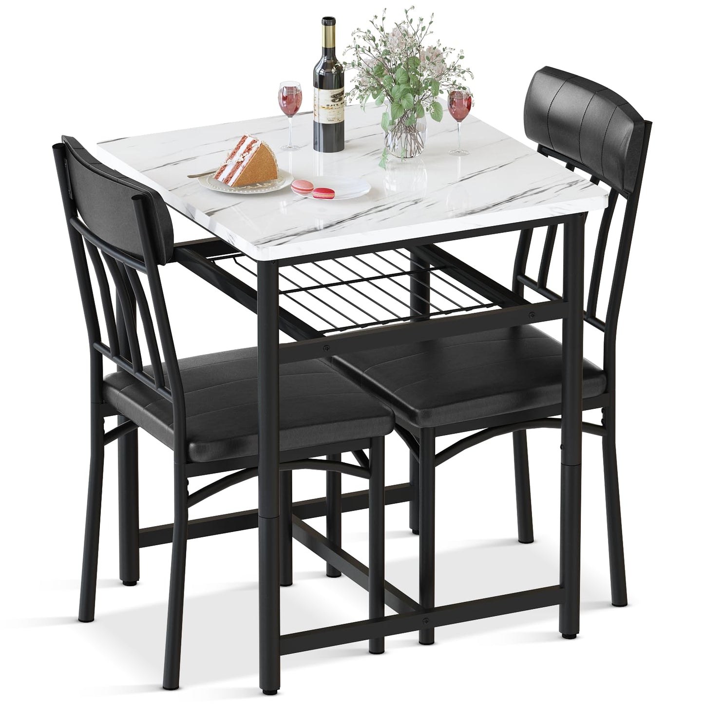 AWQM marble dining table 2 person square dining table set