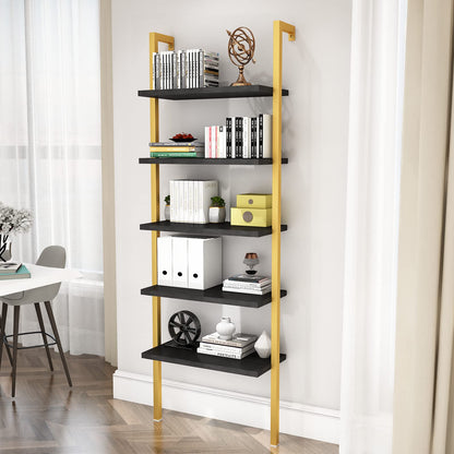 AWQM Wall Mounted Bookcase, Industrial Ladder Bookcase