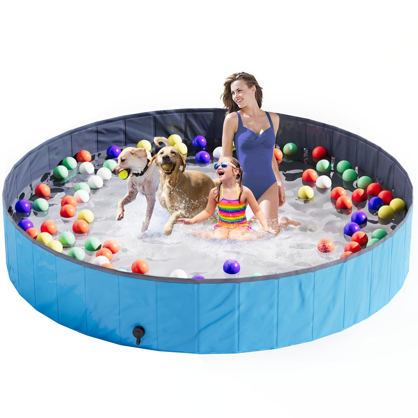 AWQM Foldable Dog Swimming Pool Hard Plastic Non-Slip Dog Bathtub