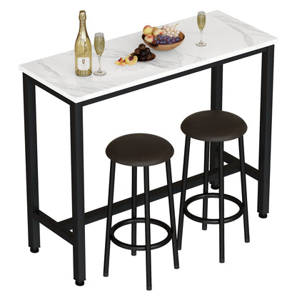 AWQM Marble Bar Table , PU Leather Stools, Table for 2