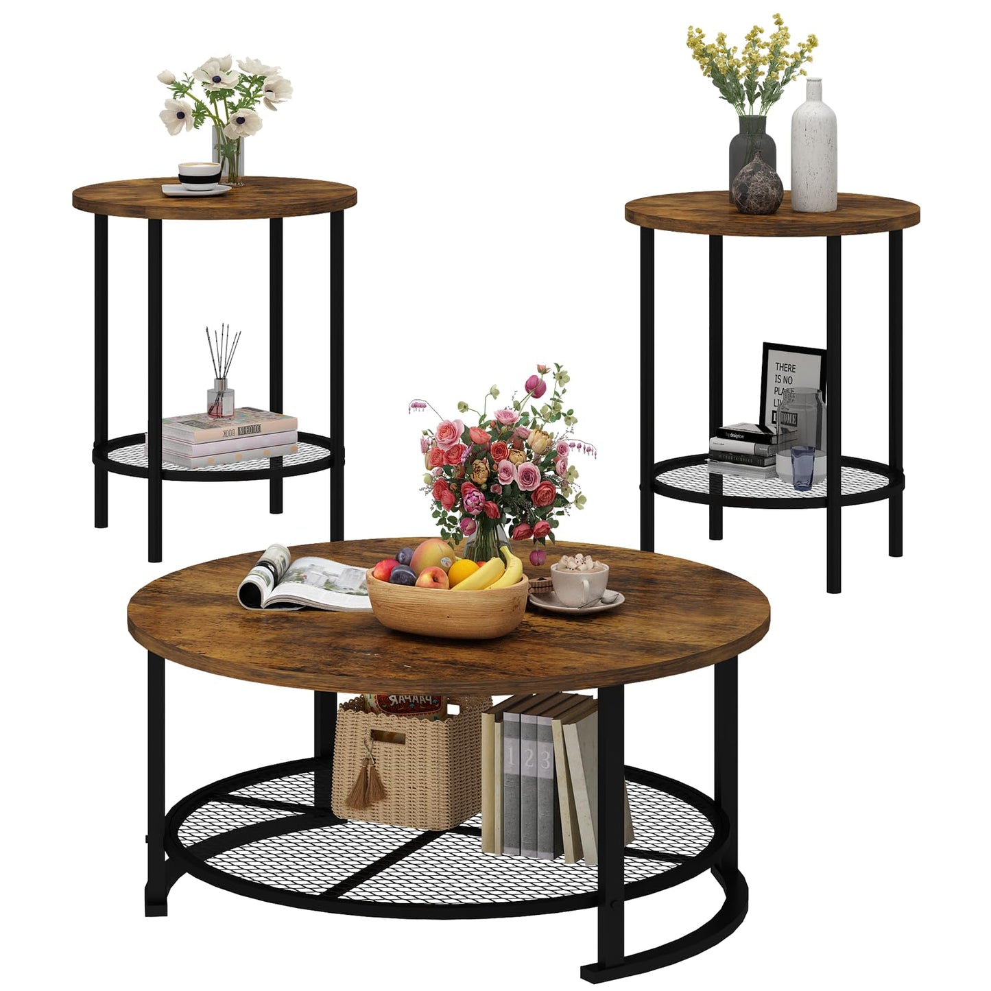 AWQM Modern Industrial Style Coffee Table Set