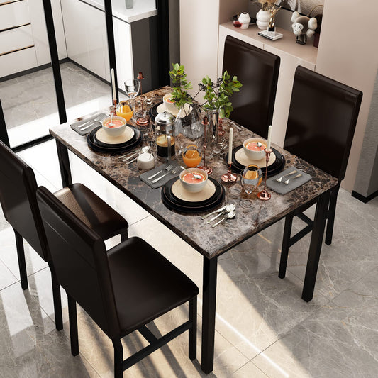 AWQM Modern Marble 4 Seater Dining Table and Chairs