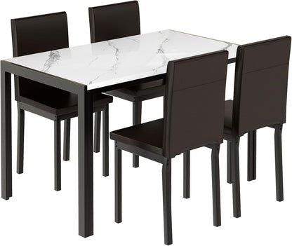 AWQM Marble Dining Table 5-Piece Dining Table Set for 4 People