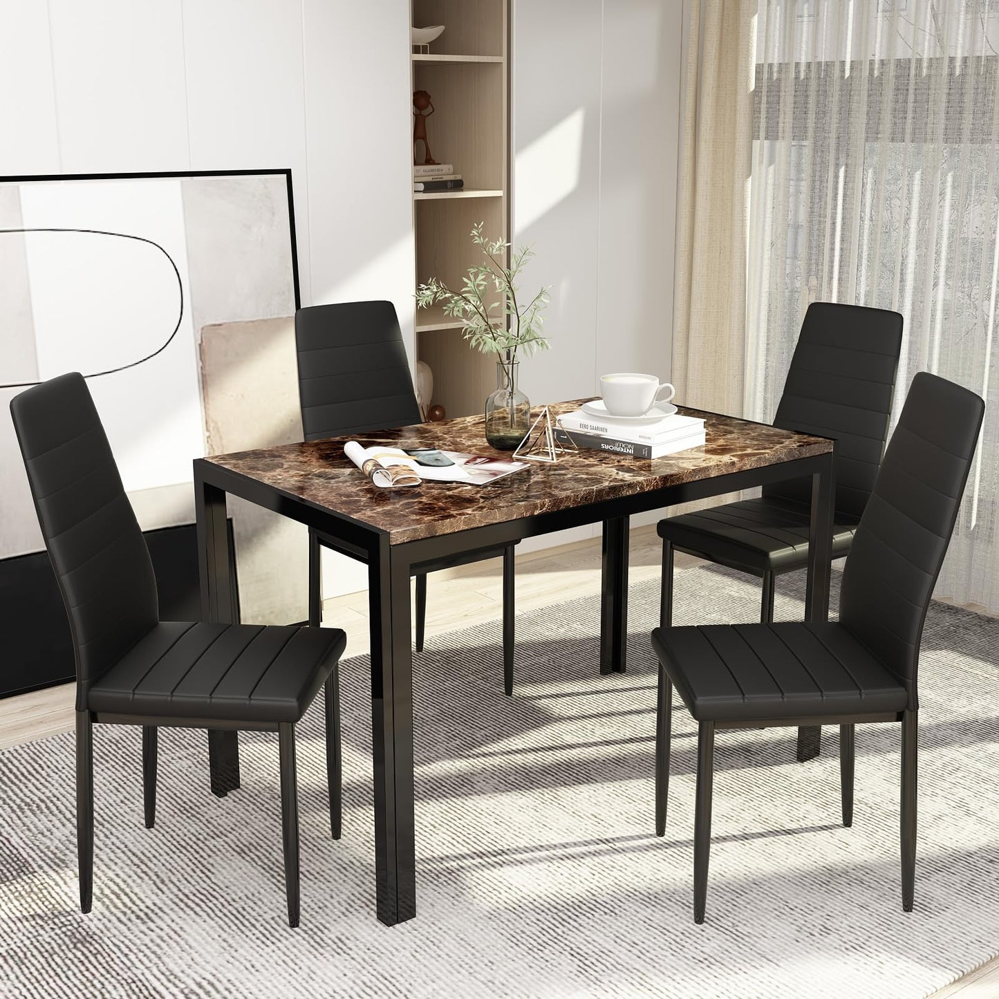 AWQM Faux Marble Dining Table Dining Set for 4