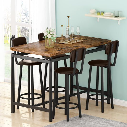 AWQM Industrial Kitchen Dining Table and Chairs for 4