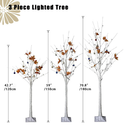 AWQM 4-Foot, 5-Foot and 6-Foot Lighted Cherry Blossom Trees, 3-Pack, 200 LED