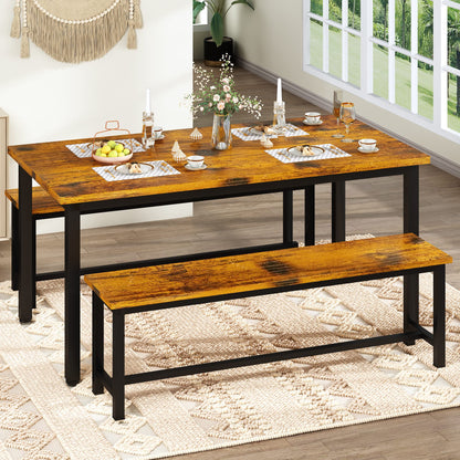 AWQM Industrial Style 4-Person Dining Table Set, 47.2 Inch Kitchen Dining Table