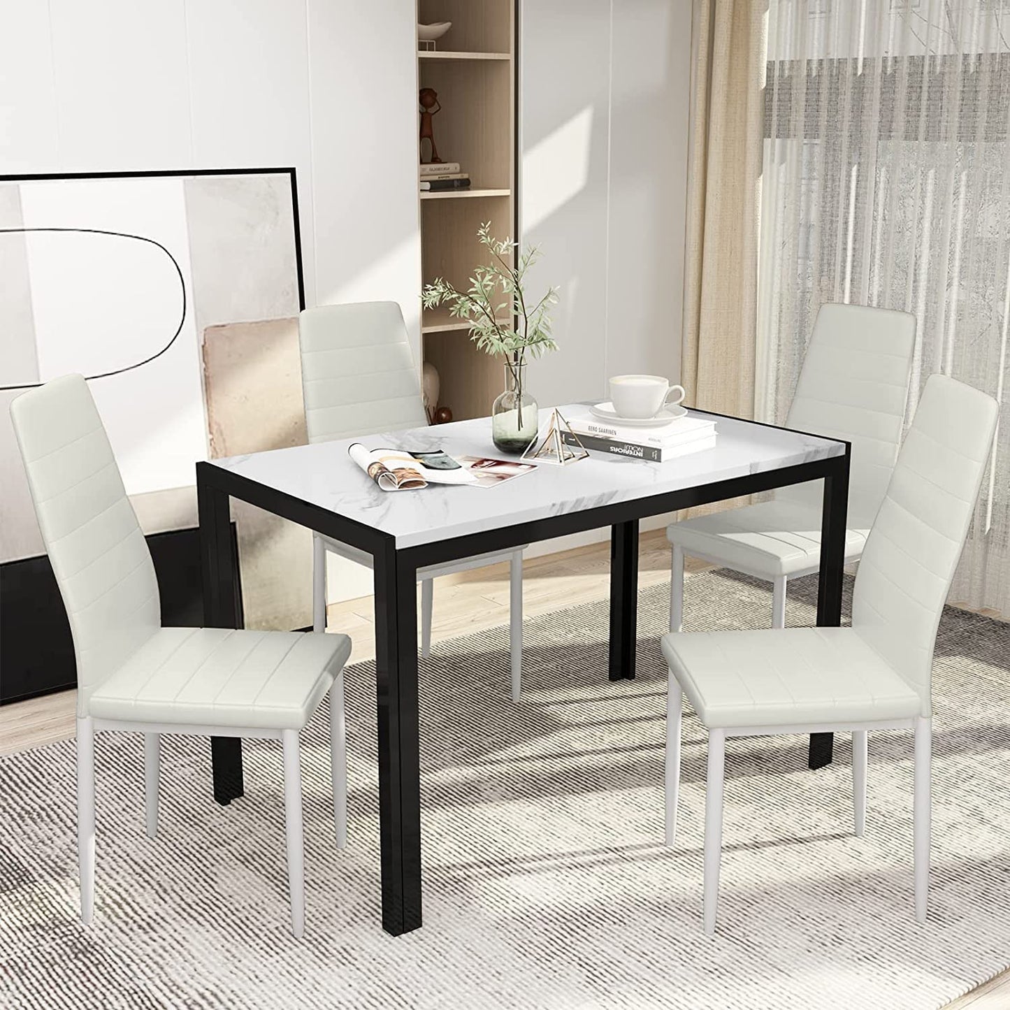 AWQM Faux Marble Dining Table Dining Set for 4