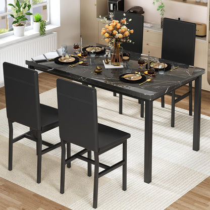 AWQM Modern Kitchen Marble Dining Table Set for 4