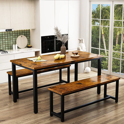 AWQM Industrial Wooden Kitchen Table and Chairs Set Dining Table Set for 4