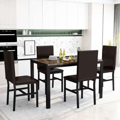 AWQM Marble Dining Table and Chairs for 4, 5-Piece Dining Set