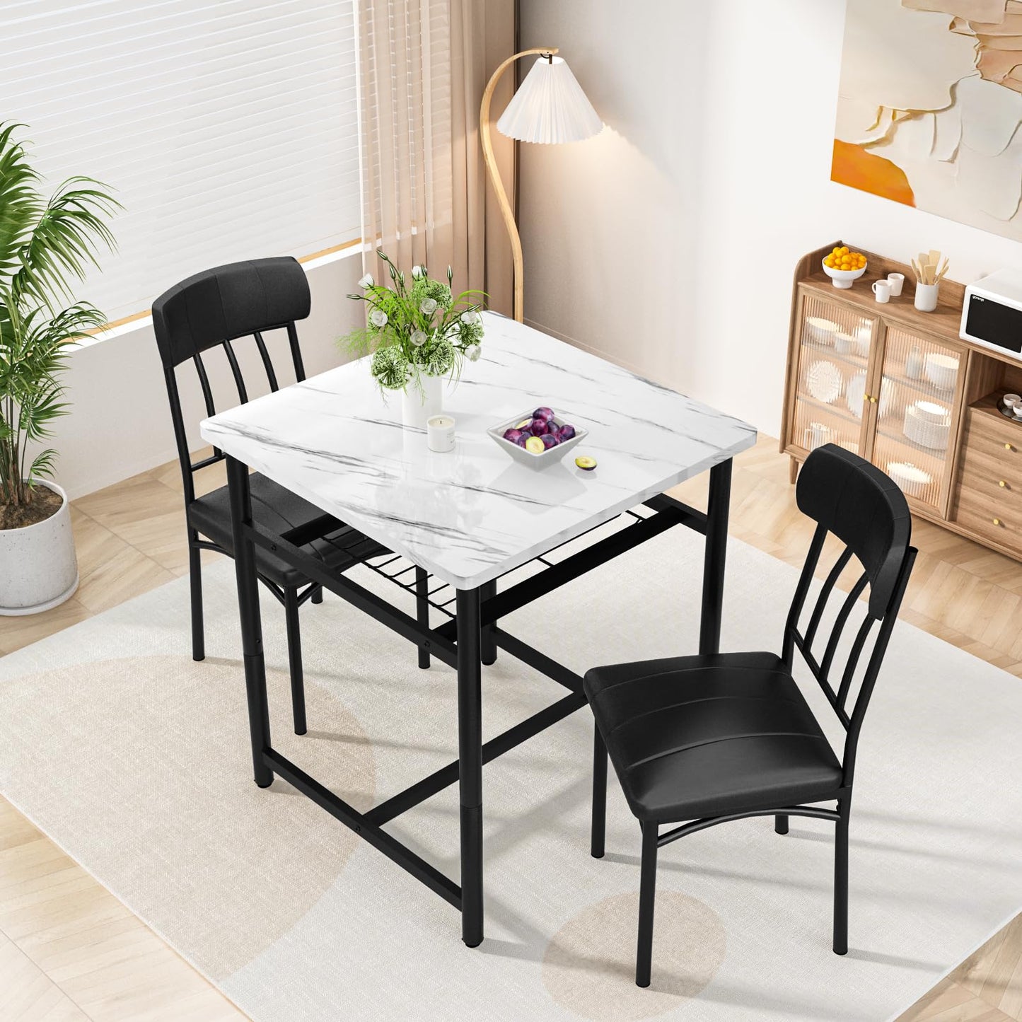 AWQM marble dining table 2 person square dining table set