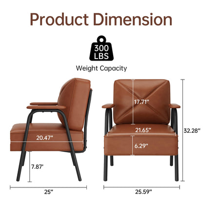 AWQM Sofa Chair, PU Leather Casual Armchair, Mid-Century Modern Sofa Chair