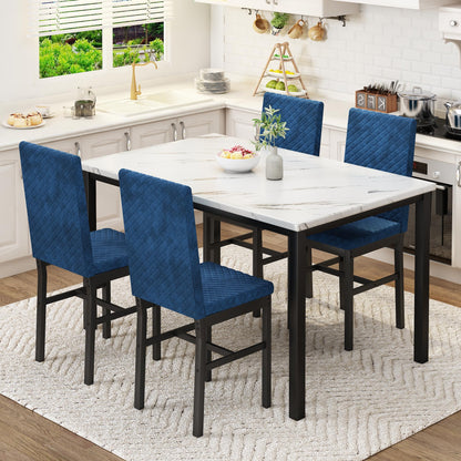 AWQM marble dining table, dining table for 4, velvet stool dining table