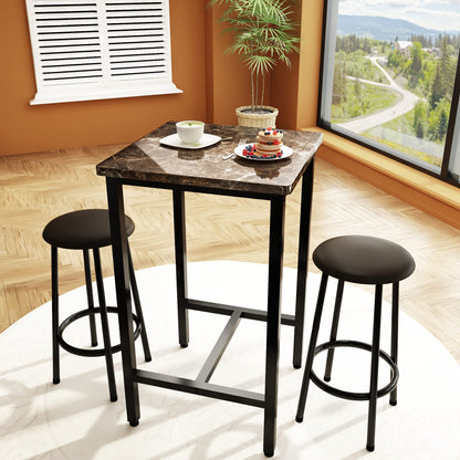 AWQM 3 Piece Bistro Table Set for 2, Kitchen Square Breakfast Table Set, Bar Table