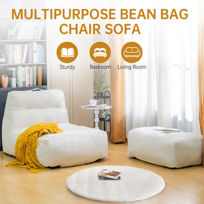 AWQM Oversized Bean Bag Adult Sofa Chair with Ottoman