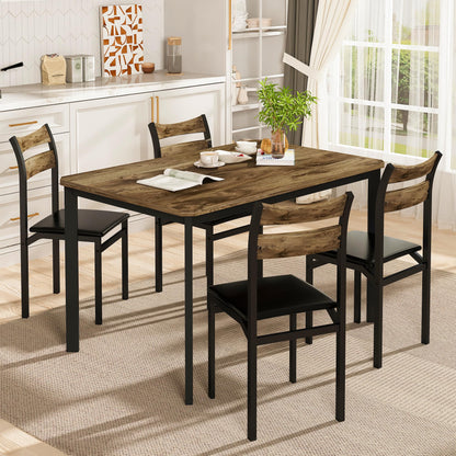 AWQM Modern Wooden Kitchen Table and Chairs Set, Dining Table Set for 4