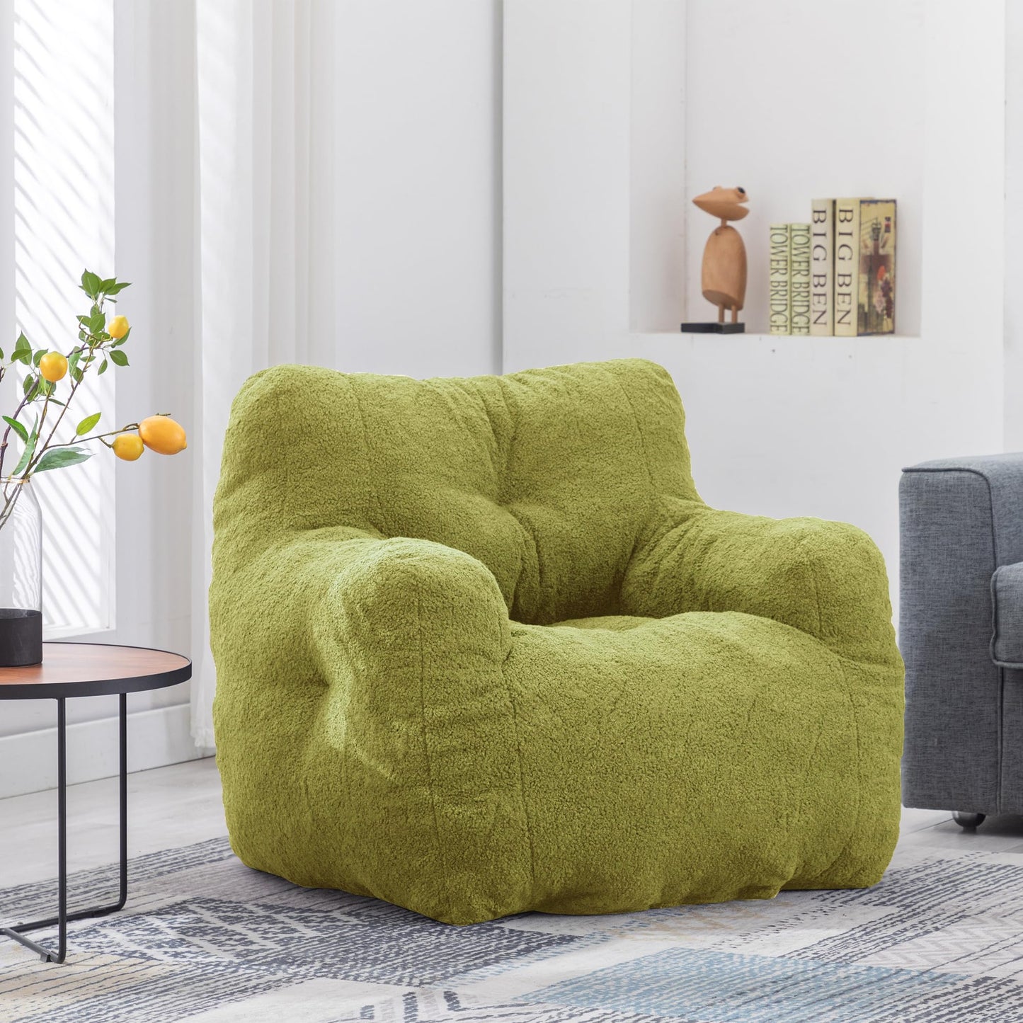 AWQM Bean Bag Chair, Tufted Soft Padded Bean Bag Chair, Lazy Susans