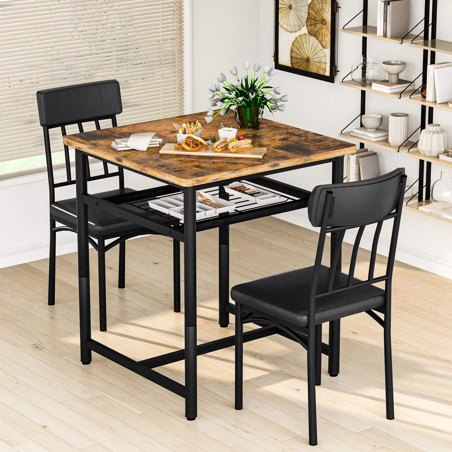 AWQM marble dining table 2 person square dining table set