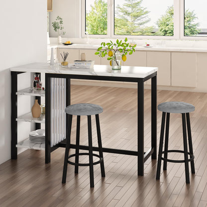 AWQM Bar Set, Modern Marble 2 Velvet Stools