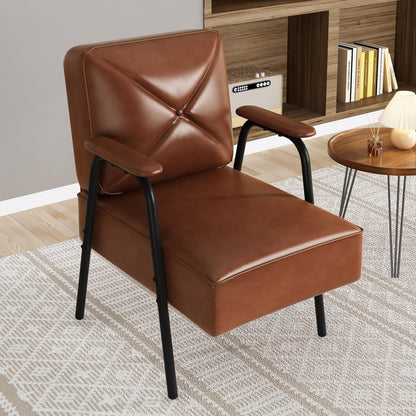 AWQM Sofa Chair, PU Leather Casual Armchair, Mid-Century Modern Sofa Chair