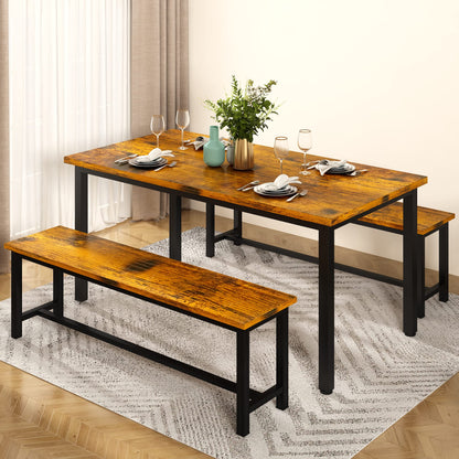 AWQM Industrial Style 4-Person Dining Table Set, 47.2 Inch Kitchen Dining Table