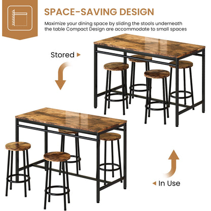 AWQM Small Dining Room Industrial Dining Table Set 4 Dining Chairs