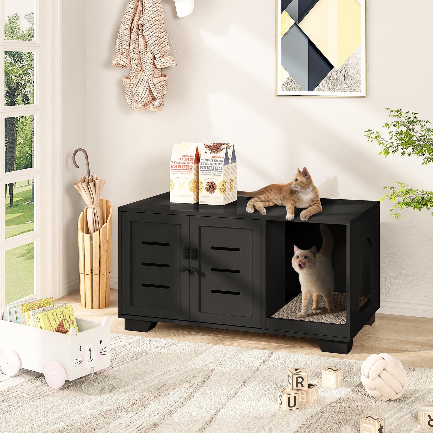 AWQM cat litter box shell, hidden cat litter box furniture