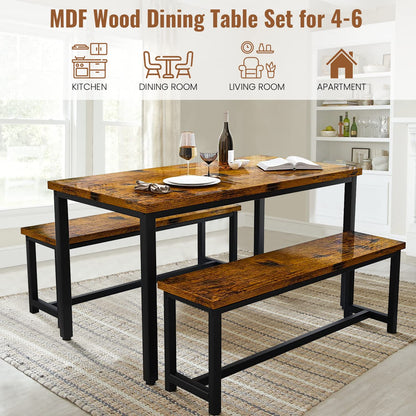 AWQM Industrial Wooden Kitchen Table and Chairs Set Dining Table Set for 4