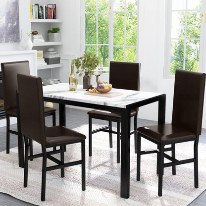 AWQM Marble Dining Table 5-Piece Dining Table Set for 4 People