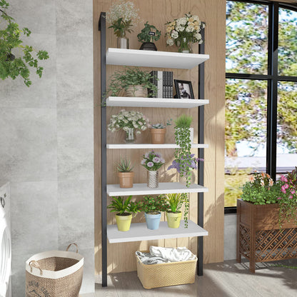 AWQM Wall Mounted Bookcase, Industrial Ladder Bookcase