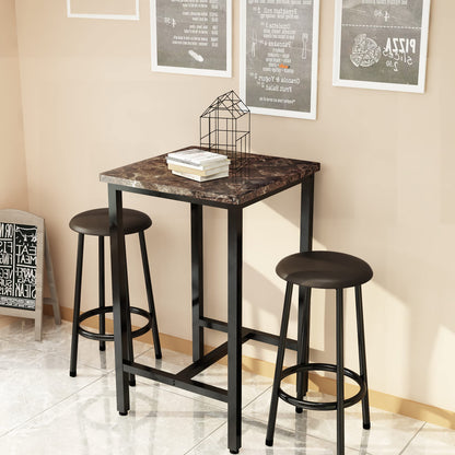 AWQM 3 Piece Bistro Table Set for 2, Kitchen Square Breakfast Table Set, Bar Table