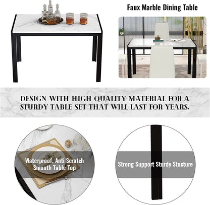 AWQM Faux Marble Dining Table Dining Set for 4