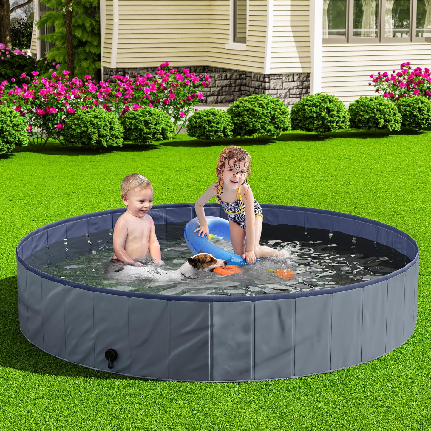 AWQM Collapsible Dog Pool Outdoor Backyard Beach Portable Pools