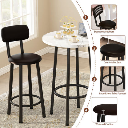 AWQM Round Marble Table and Chair Set with PU Leather Stools