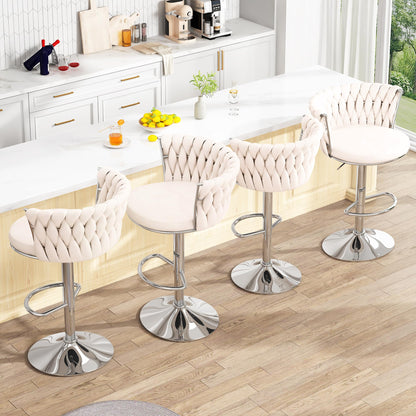 AWQM Bar Stool Set  Velvet Swivel Chair