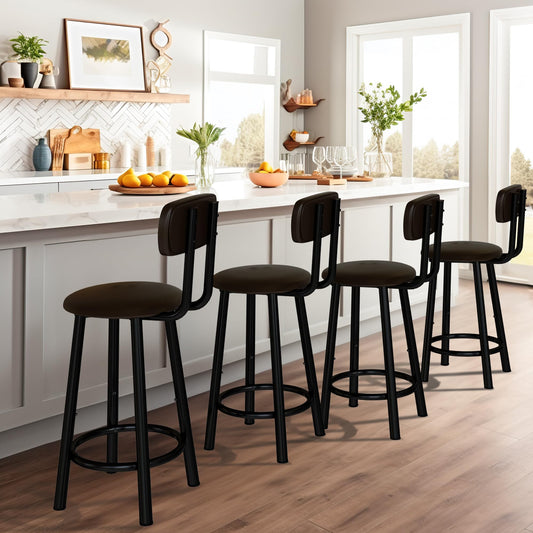 AWQM Bar Stool Set of 4 PU Leather Chairs